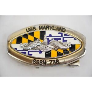 GC USS Maryland SSBN-738 Belt Buckle Silver Black Yellow White Blue Zinc Alloy